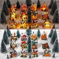 Kajaia 24 Pcs Christmas Houses Village and Mini Trees LED Lights Town Set