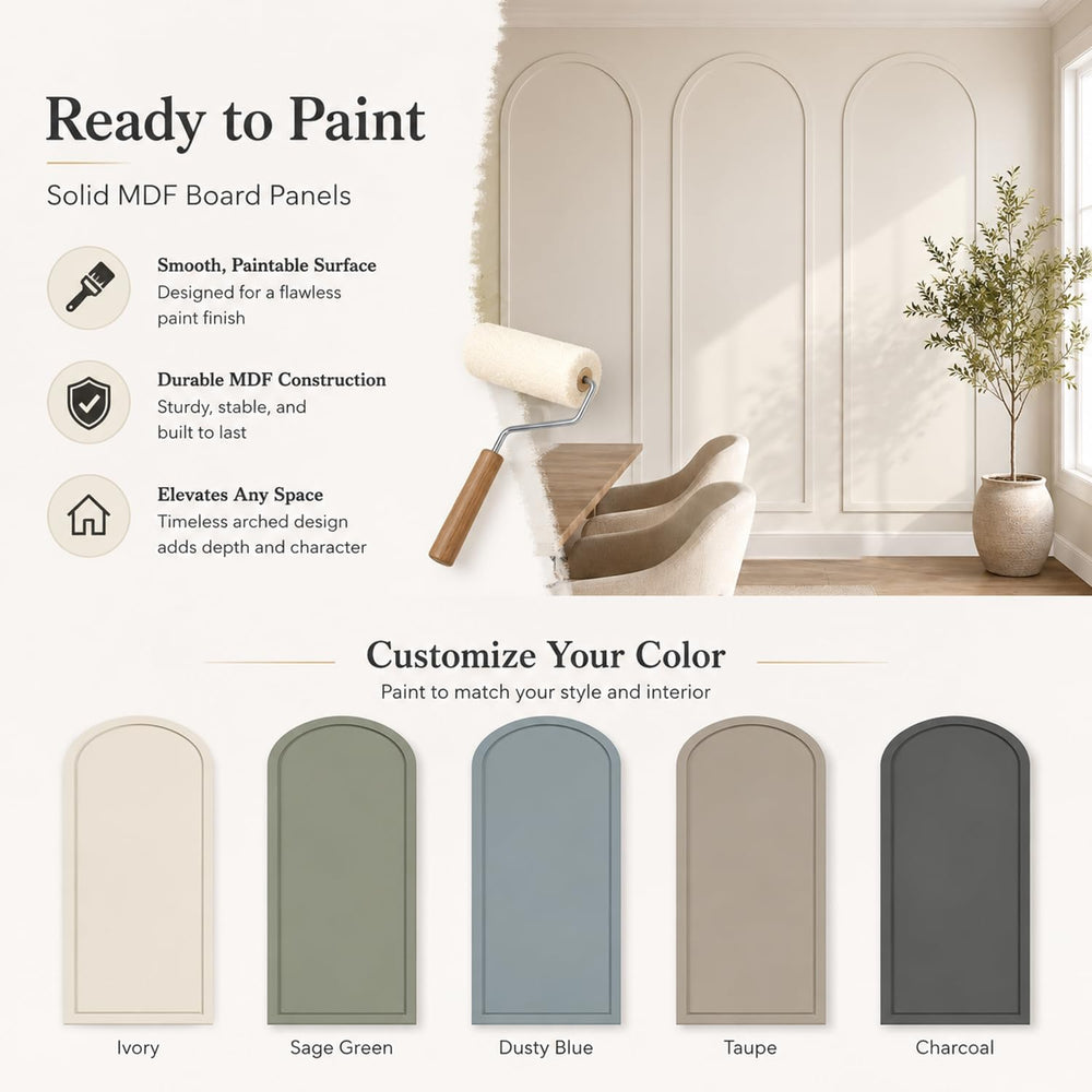 Nuanchu 94 x 29 Inches 3 Set Arch Mdf Board and Batten Wall Panel Kit