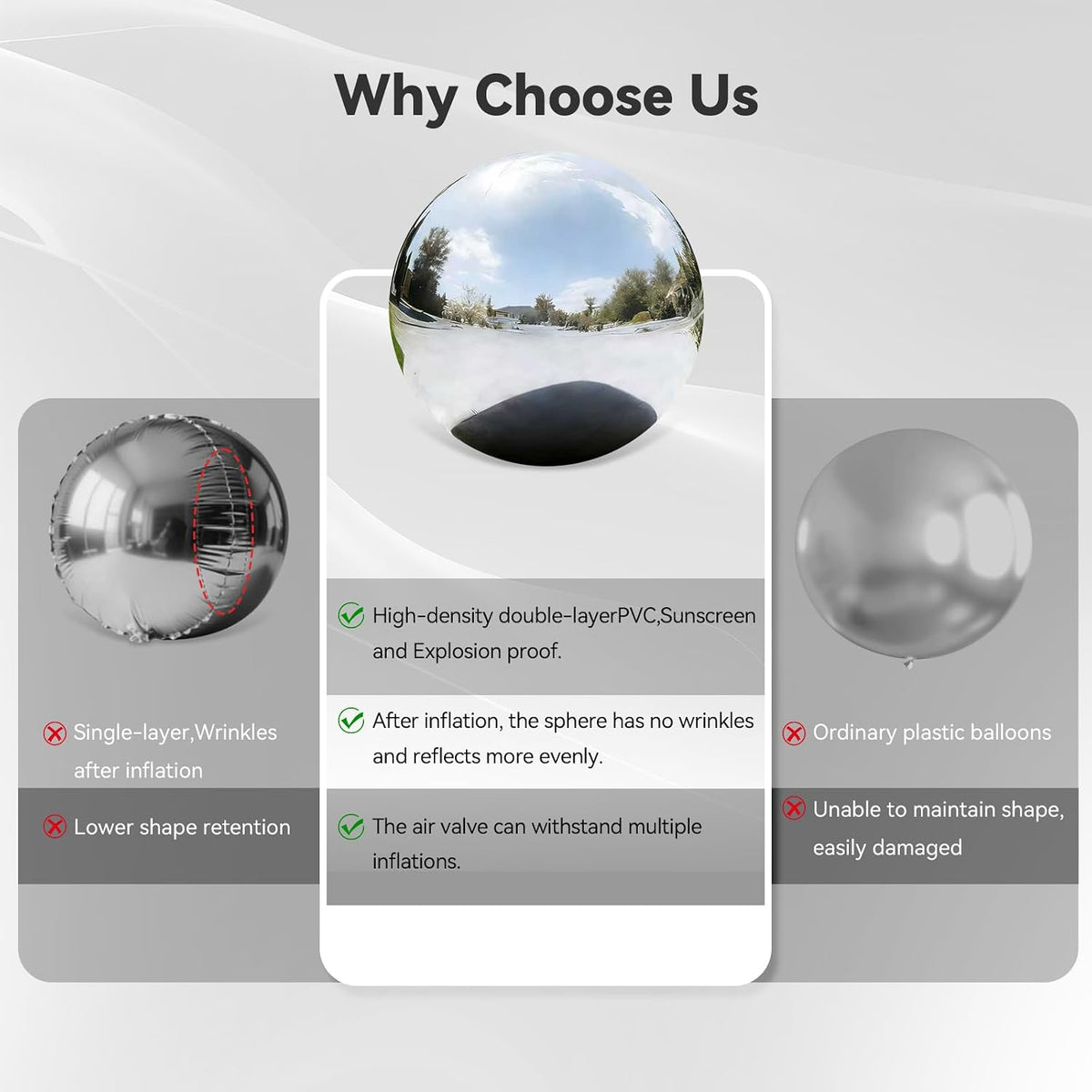 silver disco inflatable mirror ball 6pcs big yard, package contents