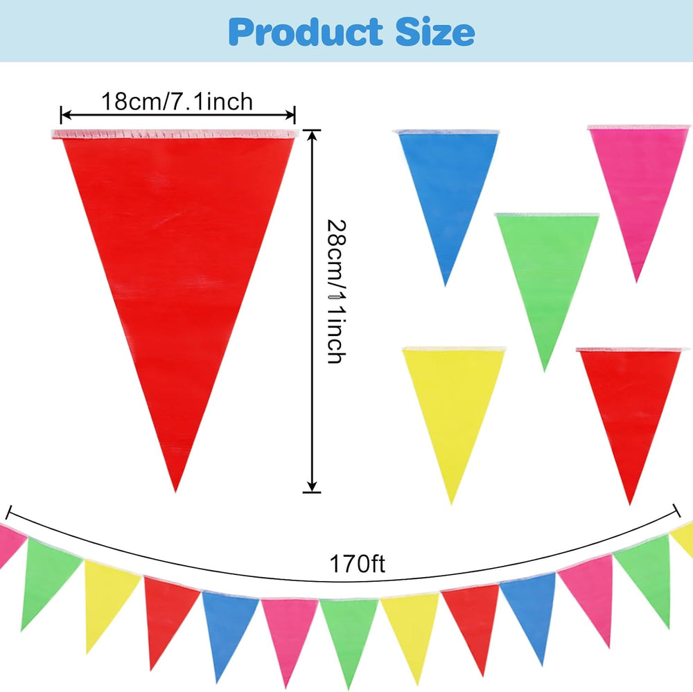 RUBFAC 1700ft 1200pcs Colorful Pennant Banner Flags Bulk