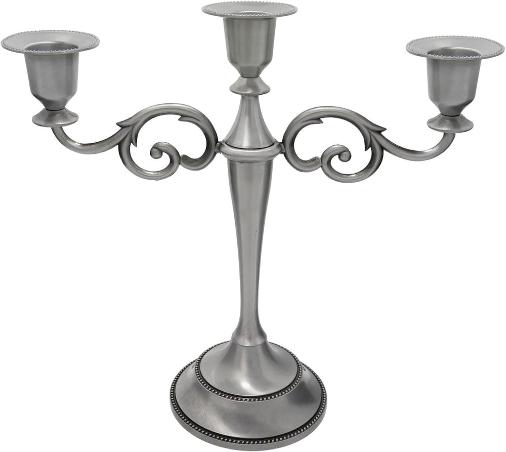 3-Arm Metal Candelabra Candle Holder Table Centerpiece,Pewter