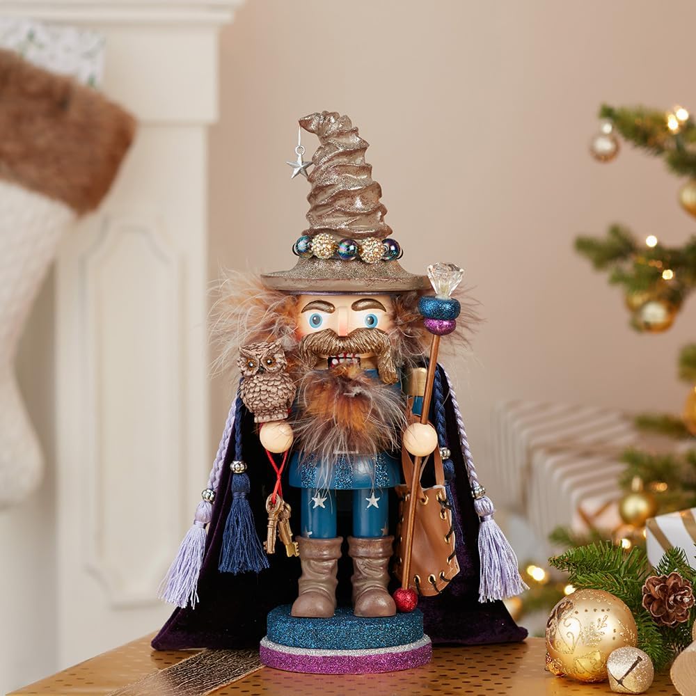 Kurt Adler Hollywood Wizard Nutcracker with Owl, 15"
