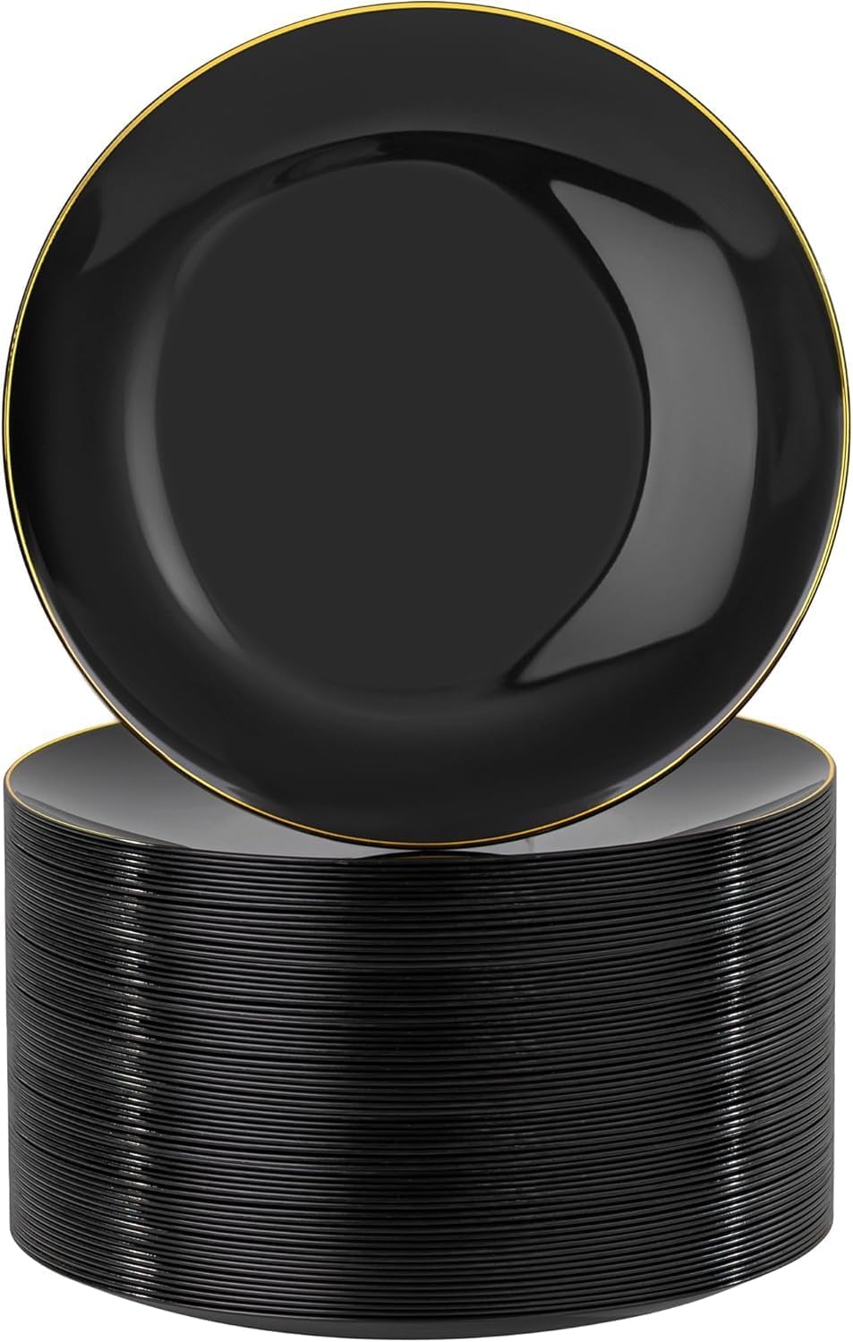 Nervure 100PCS Black Plastic Plates - 7.5″ Black Dessert Plates Disposable