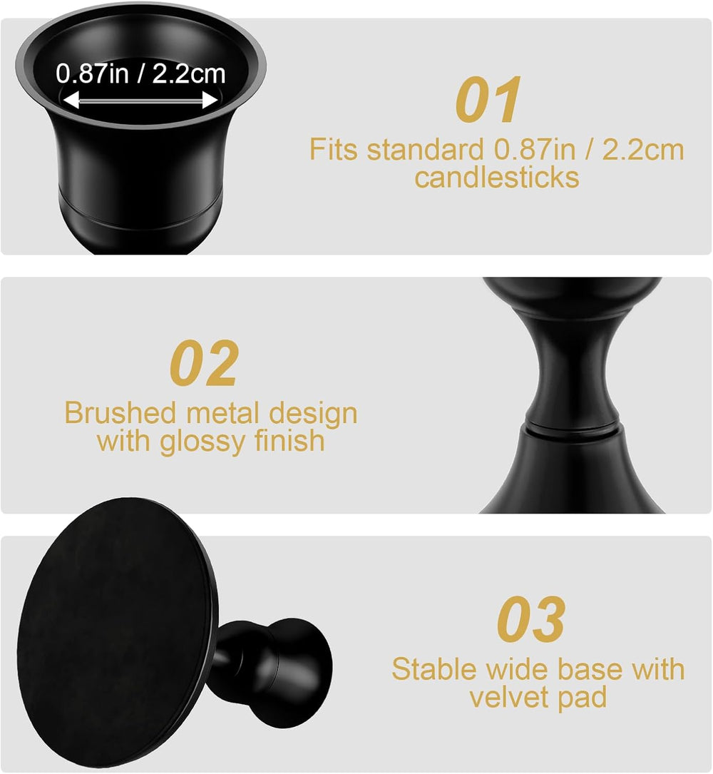 zeochyni 12 Pcs Black Taper Candle Holders Bulk for Wedding, Party Decor