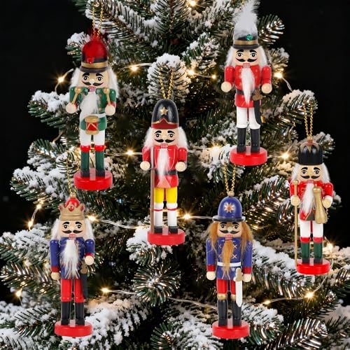 Joliyoou Wooden Christmas Nutcracker, 12 Pcs Mini Soldier Figurines