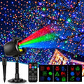 Outdoor Laser Projector Lights, RGB Firefly Light Show for Backyard Parties & Gatherings, IP65 Waterproof, 270° Adjustable, 10 Color Modes + 3 Changeable Holiday Cards(Halloween/Snowflake/Christmas)