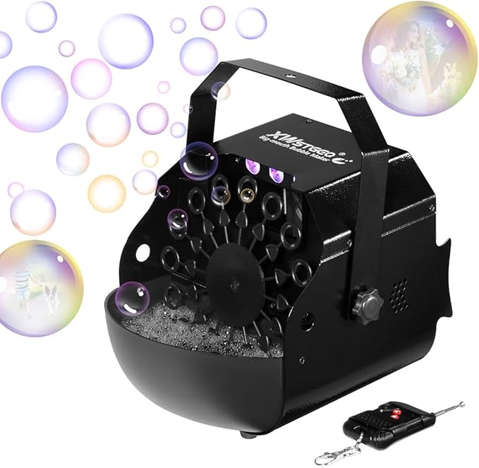 Stage Bubble Machine with Lights, Wireless Remote - Perfect for Weddings, Commercial Performances, Parties, and Carnivals