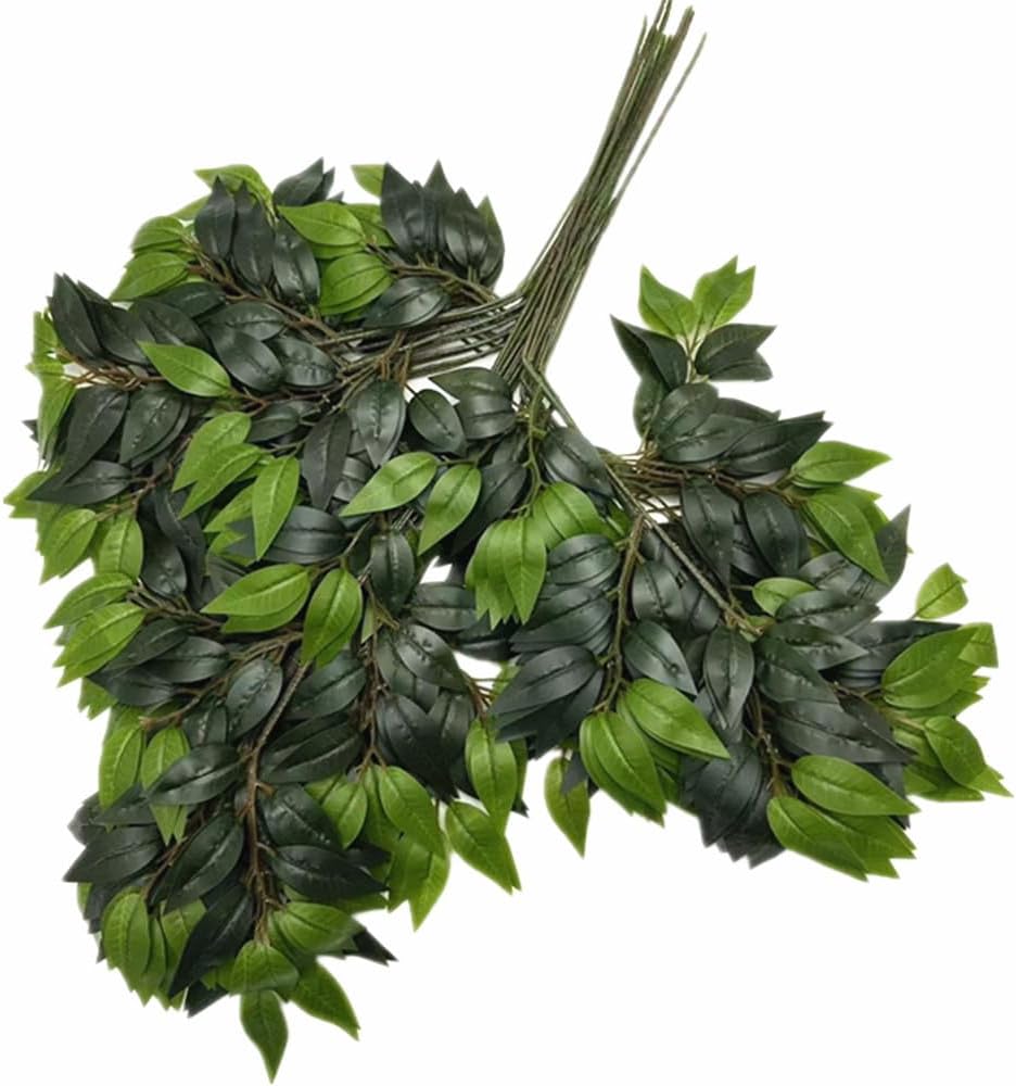 12pcs Artificial Olive Leaves Green Foliage Stems Waterproof for Outdoor Indoor Greenery Wall Floral Decoration Landscape Tree Making