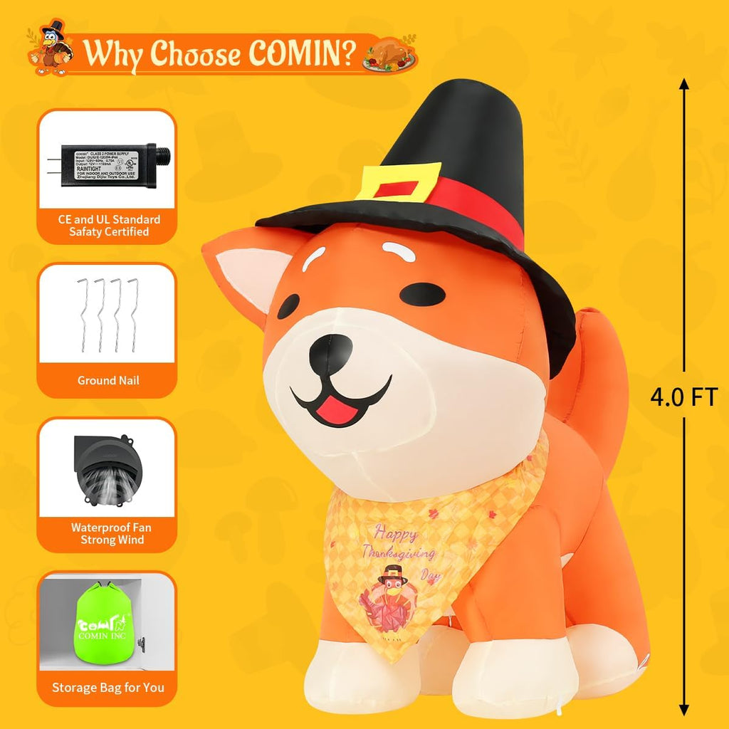 comin 4ft thanksgiving inflatables shiba inu dog in, package contents