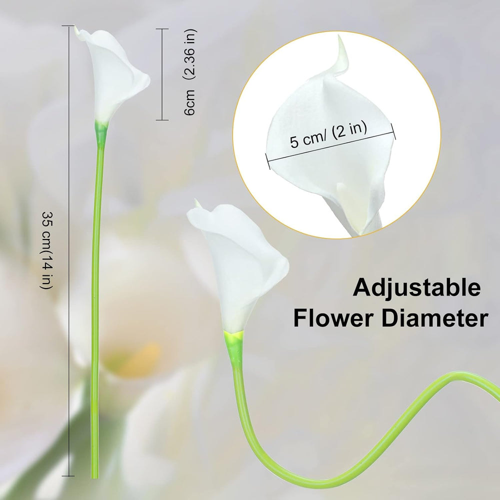 Janinka 60 Pcs Calla Lily Faux Flowers, 14 Inch Bulk,White