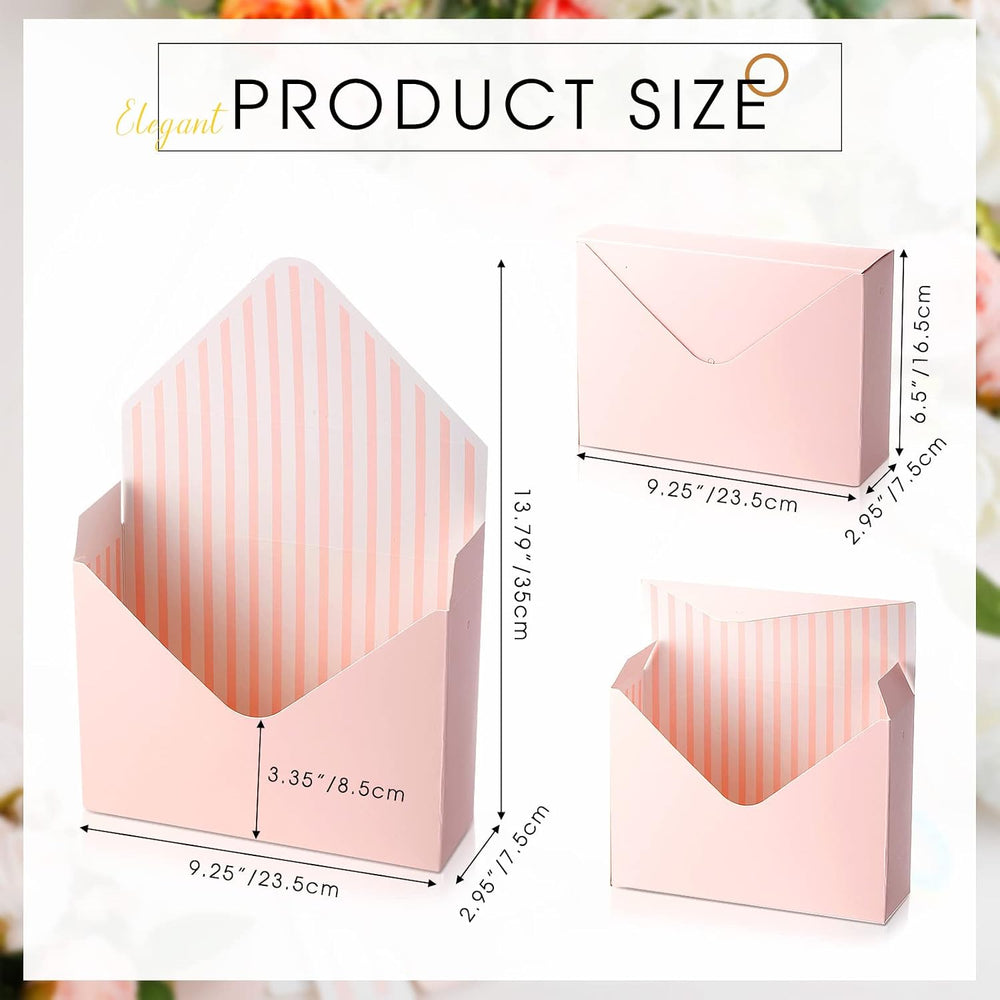 Geyee 20 Pcs Graduation Floral Bouquet Envelope Boxes Pink Flower Bouquet Pac...