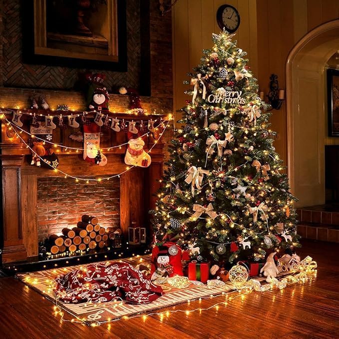 OasisCraft 6ft Pre-lit Christmas Tree Hinged Blue Spruce Artificial Christmas...
