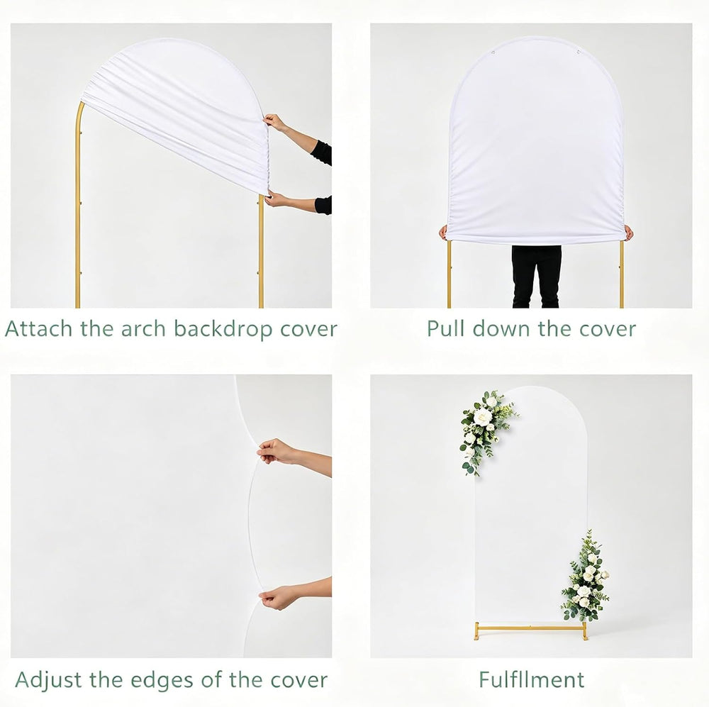 2 Pack 7.2FT+6FT Metal Arch Backdrop Stand with Cover for Wedding Decor