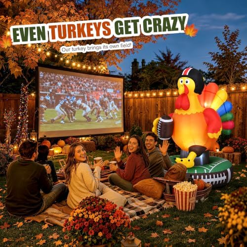 TISEJOY 6FT Football Inflatable Turkey, Thanksgiving Inflatables Outdoor