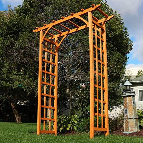Sunnydaze 78-Inch Wooden Garden Arbor Walkway Wedding Arch - Durable Wood with Weather-Resistant Wood Finish