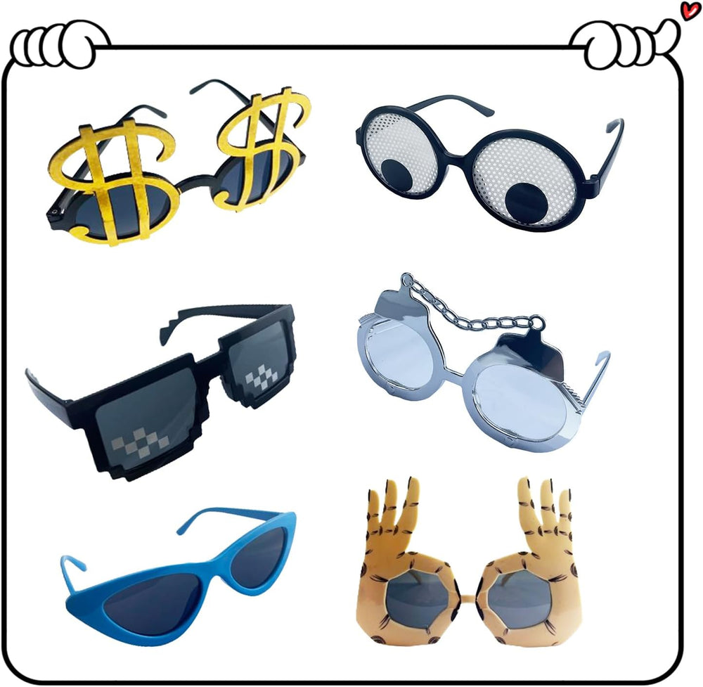 16 Pack Funny Sunglasses Novelty Party Glassses Masks for Adults Cool Shaped ...