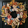 24" Fall Flowers Wreath with Eucalyptus Maple Leaves for Front Door