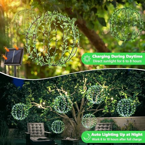 Joomer Solar Ball Lights Outdoor, 2-Pack 13in & 11in Total 264 LED, White