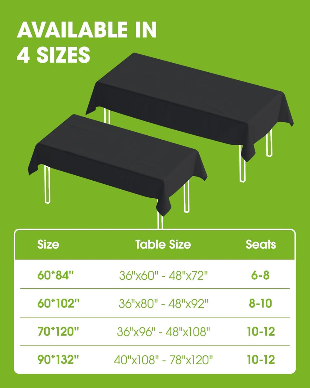 Pureegg Polyester Tablecloth 60" x 84" Reusable & Washable 12 P...
