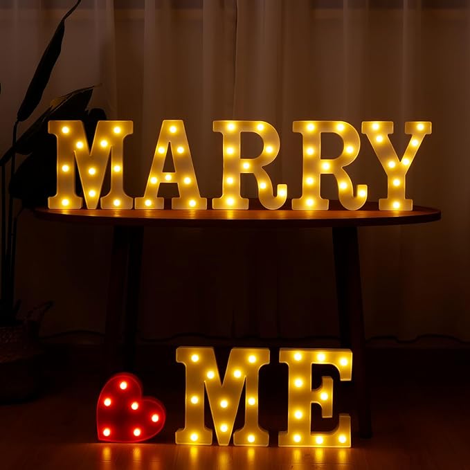 Marry Me Light Up Letters, Led Marry Me Sign for Proposal Decorations, Led Marquee Light Up Letters for Romantic Wedding Sign