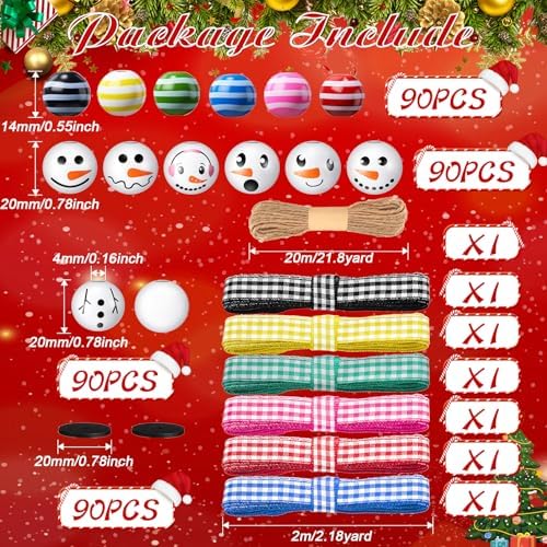Vicenpal 450 Pcs Christmas Wooden Beads, Striped, Vibrant Color