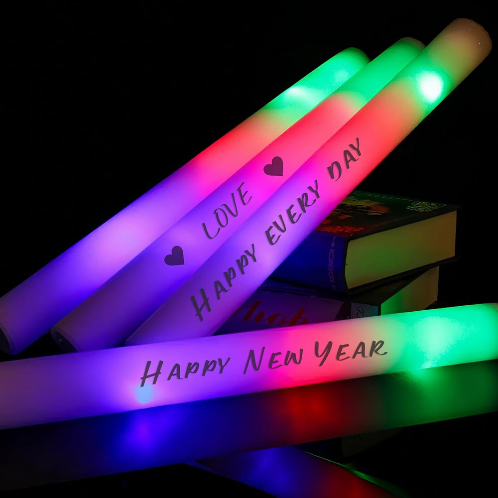 30pcs Foam Light up Sticks Bulk, Glow in the Dark Party Supplies with 3 Flash...
