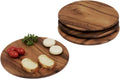 Woodard & Charles Acacia Wood 9" Round Plates, Serving Trays, Set of 4