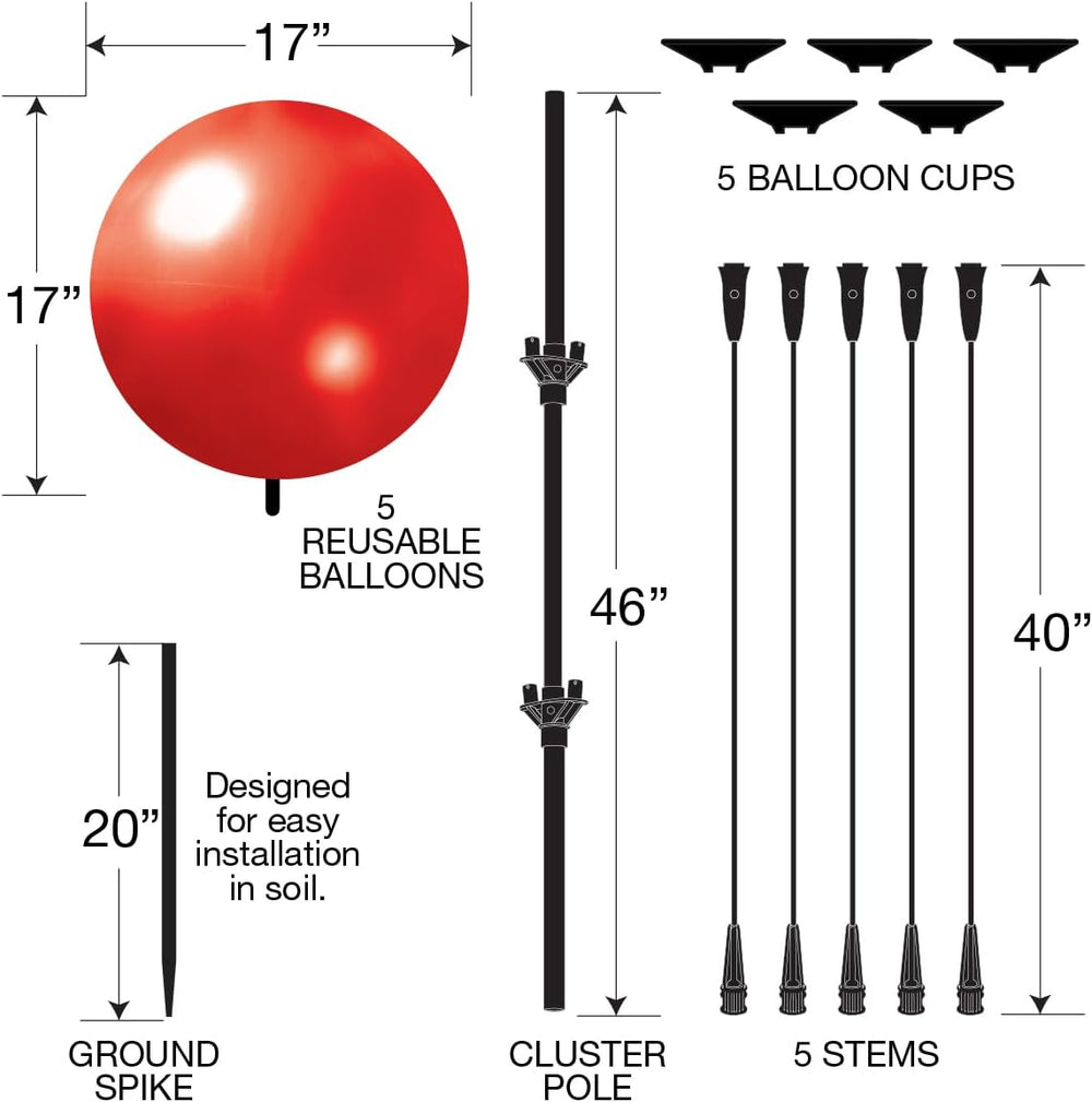 Reusable Outdoor Balloon Clusters - Helium Free, All-Weather, Durable, Plasti...