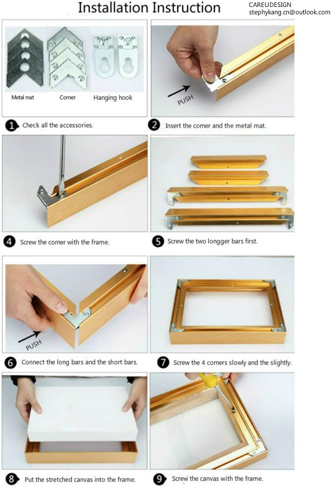 diy 8x10in metal canvas floater frame painting 1.5", package contents