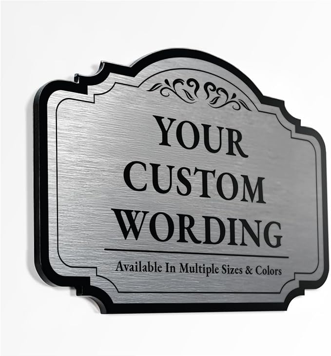 Personalized Outdoor Metal Sign - Customized Driveway Sign, Waterproof, Design 2Metalic Silver 18x18 In