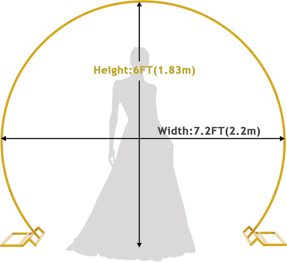 Fomcet Round Backdrop Stand Gold 7.2ft Circle Arch Large Metal Wedding Arch