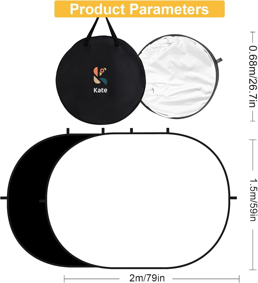 Kate Collapsible Pop-Up Black White Backdrop for Self-Tape Auditions 582