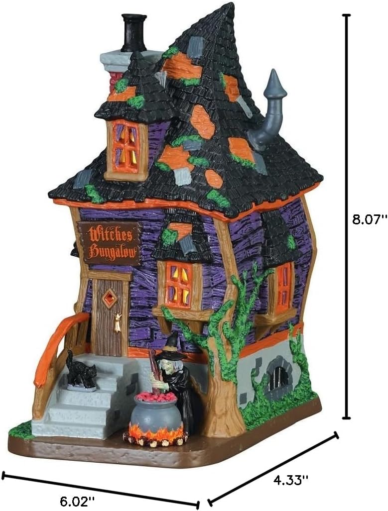 lemax witches bungalow lighted building, #75183, porcelain, side view