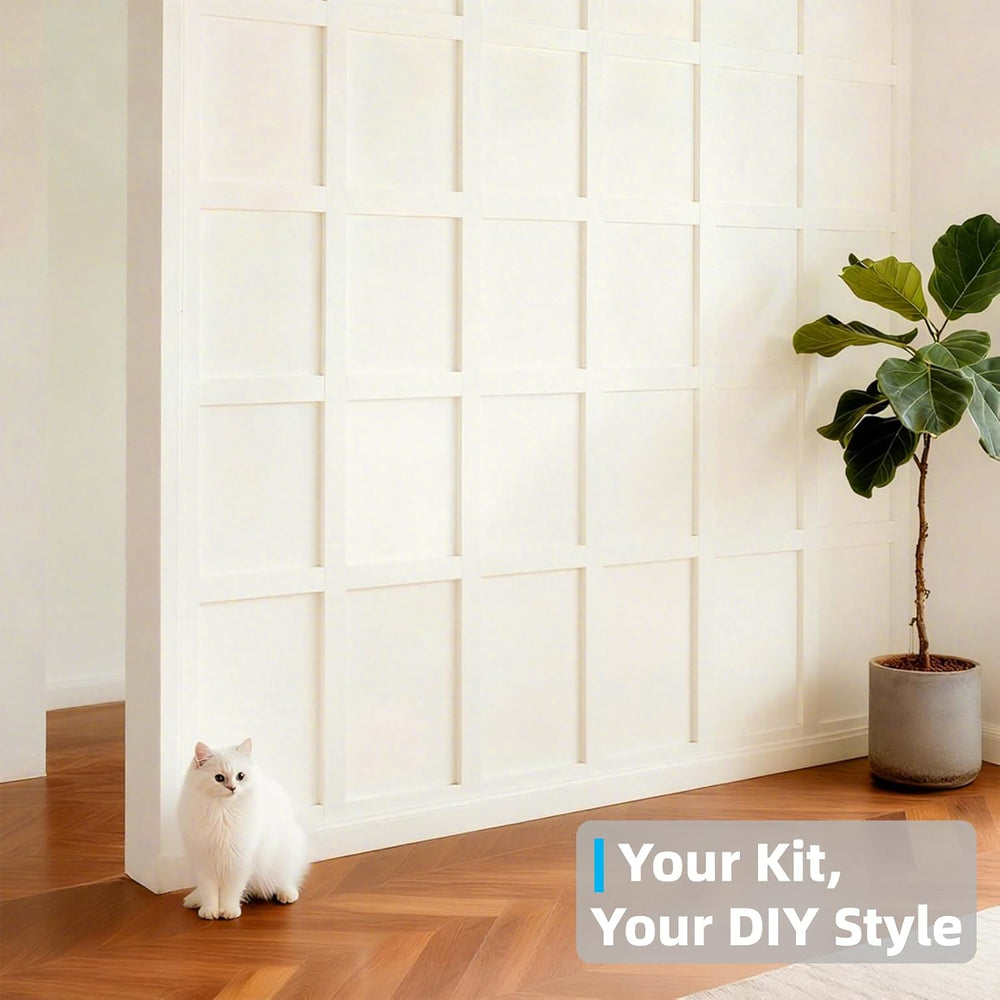 Art3d Premade Paintable Board and Batten Wainscoting Kit, 94.5 x 54 in