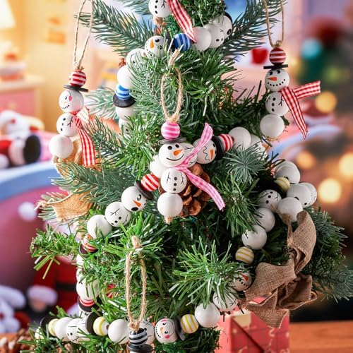 Vicenpal 450 Pcs Christmas Wooden Beads, Striped, Vibrant Color