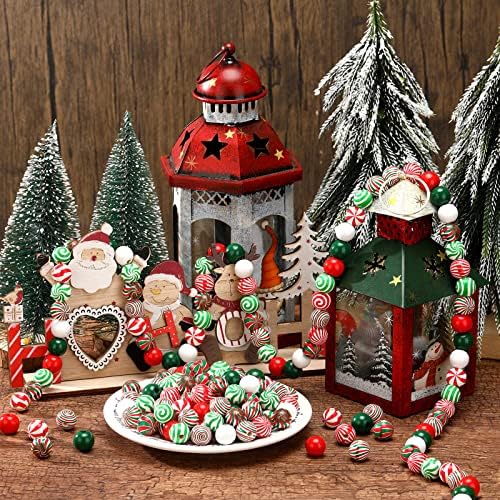 Giegxin 360 Pieces Christmas Wooden Beads for Craft Jewelry Making, 13mm