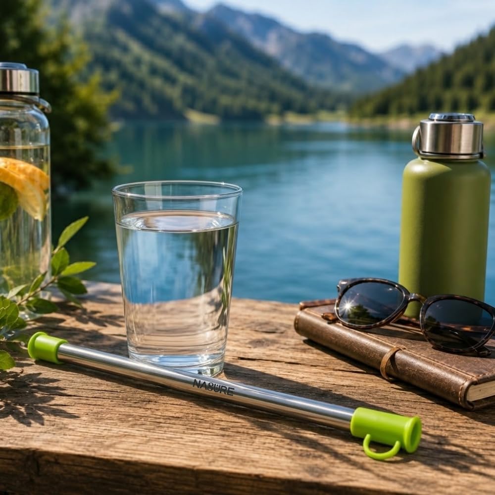 Microplastic Filter Straw 2 Pack | Stainless Steel Water Filter Straw, Hollow...