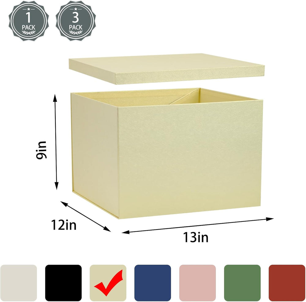 iloMAOZX Extra Large Gold Gift Boxes with Lids 13x12x9 Inch, 3 Pack