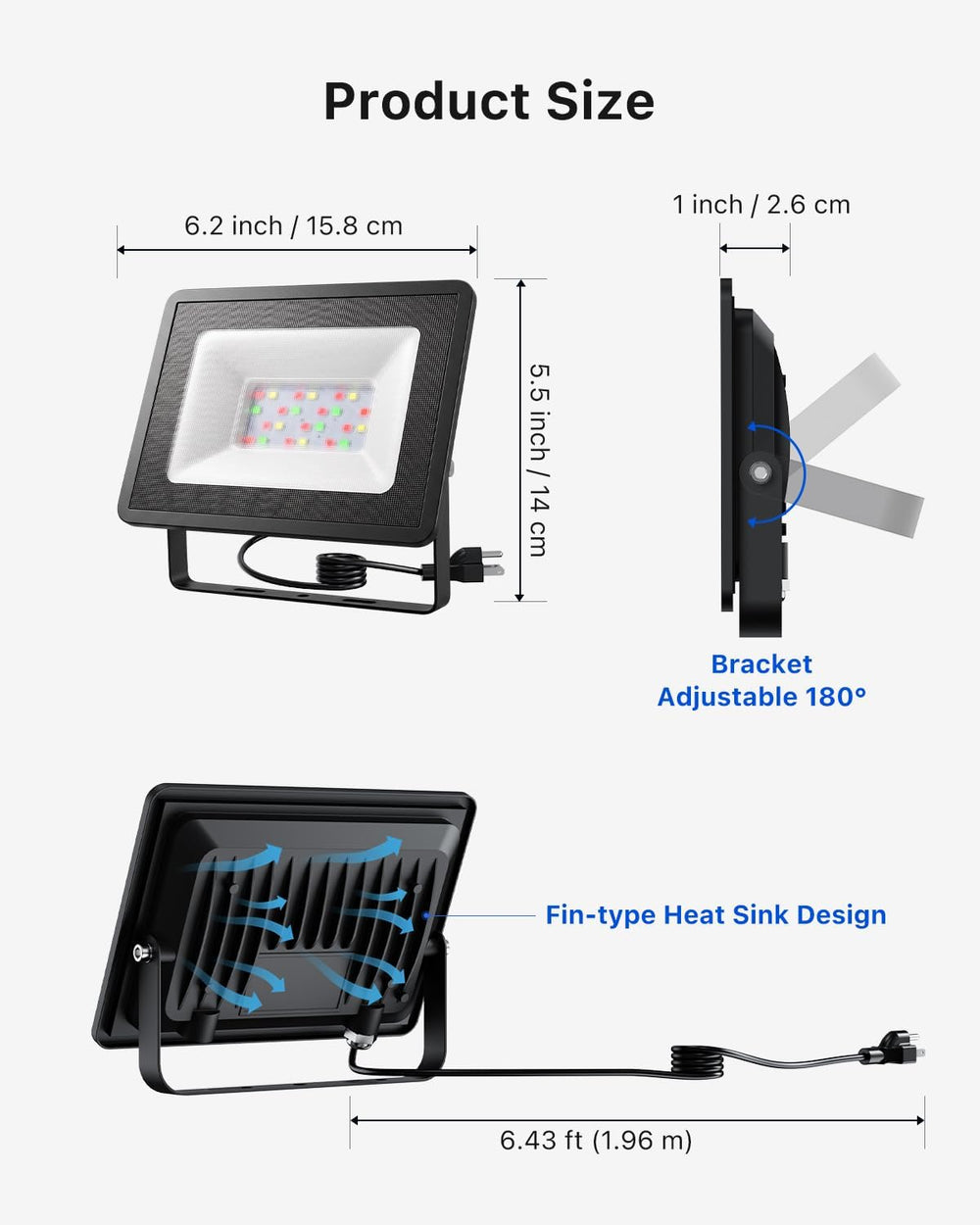 2 Pack Smart RGBW Flood Lights by App Control for Halloween Decor
