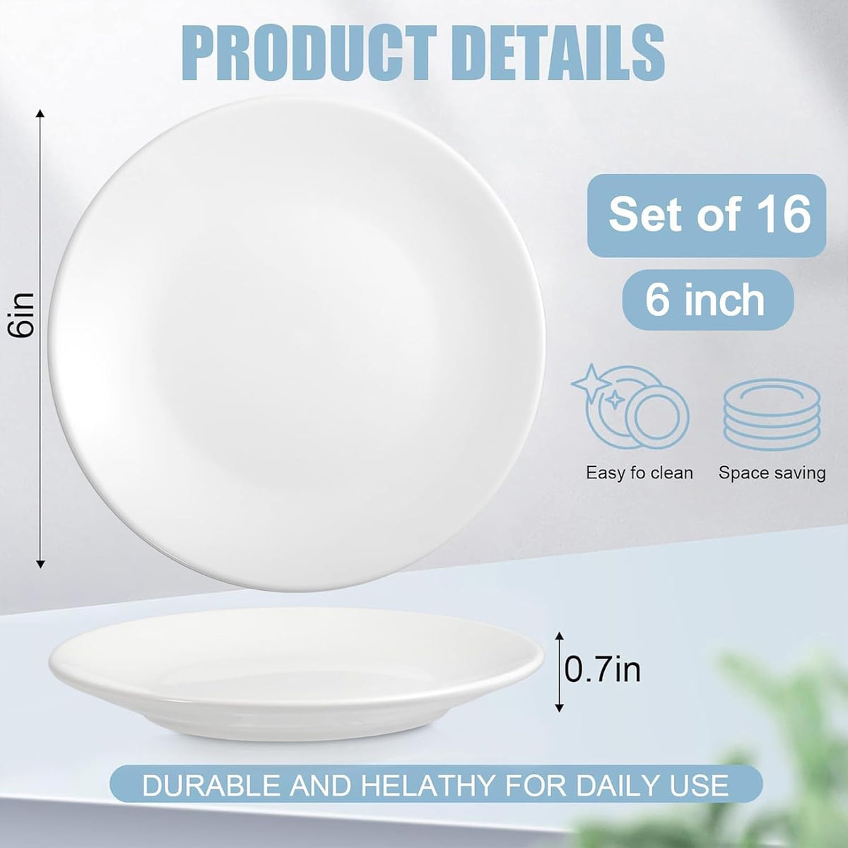 porcelain dessert plates,6 inch white appetizer plates,round small shown in use