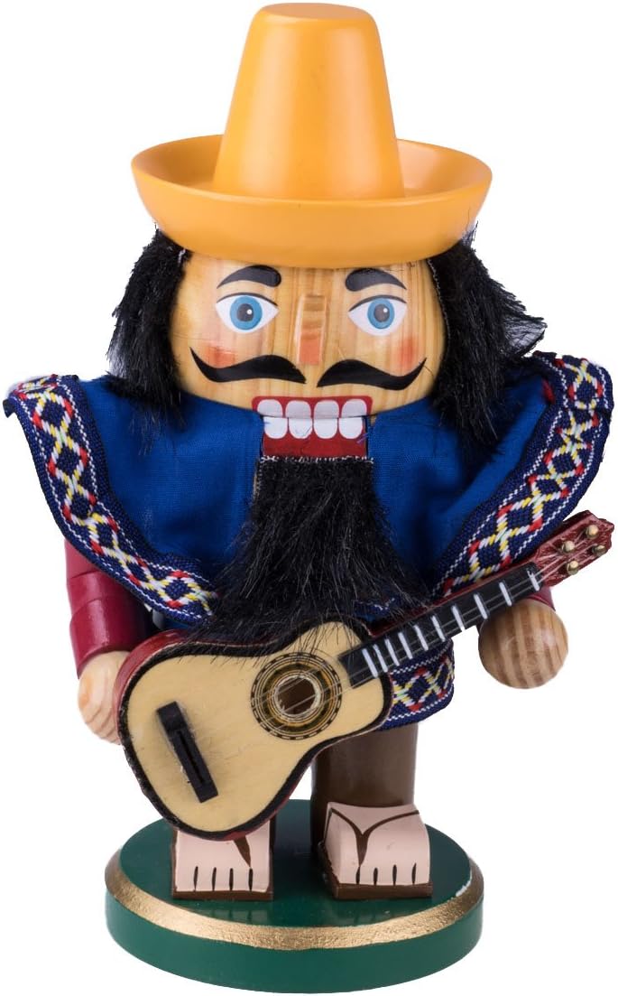 Clever Creations Mariachi 7 Inch Chubby Wooden Nutcracker, Festive Christmas Décor for Shelves and Tables