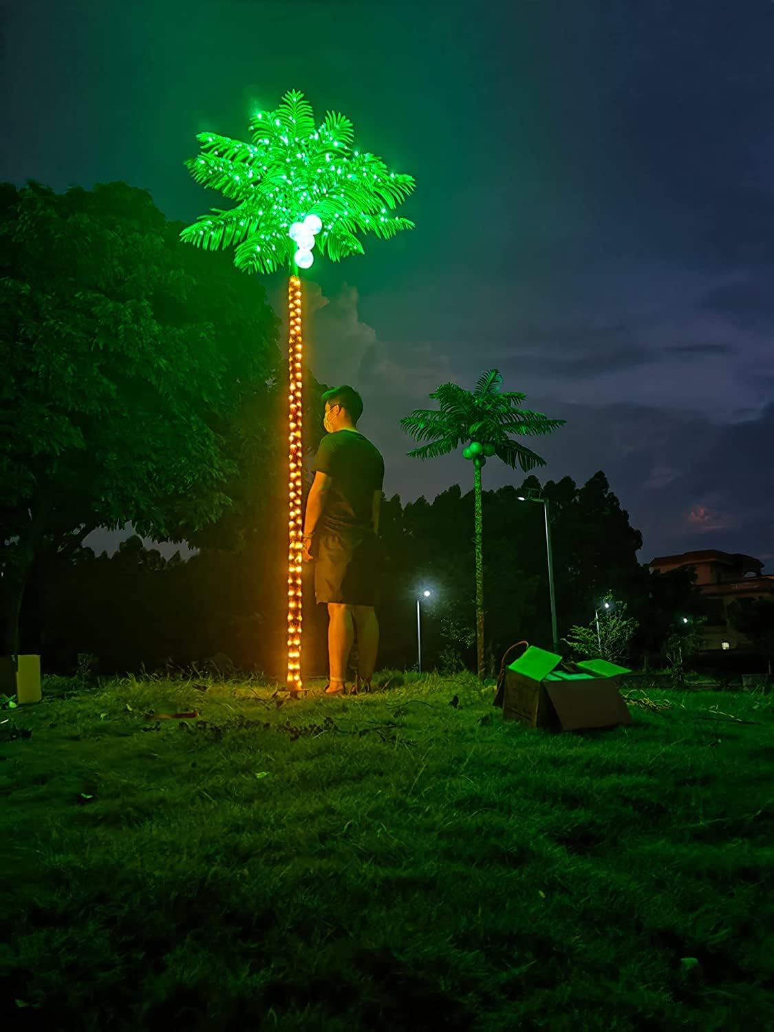 fairyrain artificial palm tree 10.5ft 420led outdoor lighted showing dimensions