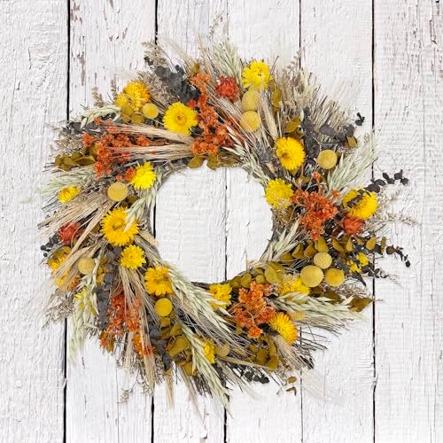 ANDALUCA All Natural Handcrafted Preserved Floral Fall Wreath (California Harvest)