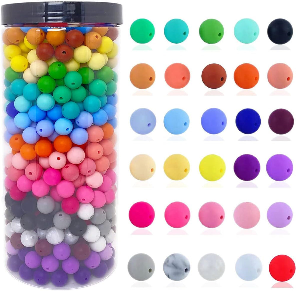 600pcs Silicone Beads, 12mm Round Silicone Beads Bulk for Keychain Making Kit...