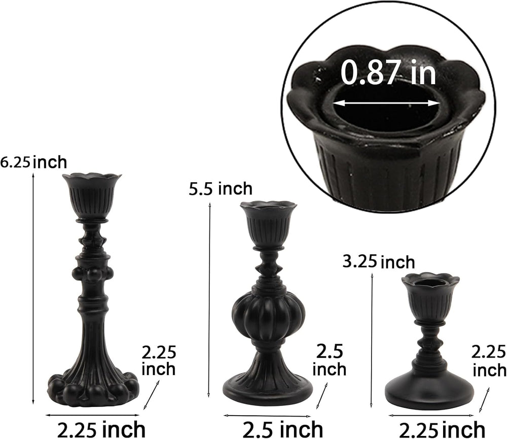 Guichifun Black Candlestick Holder Set of 3 Living Room Decor