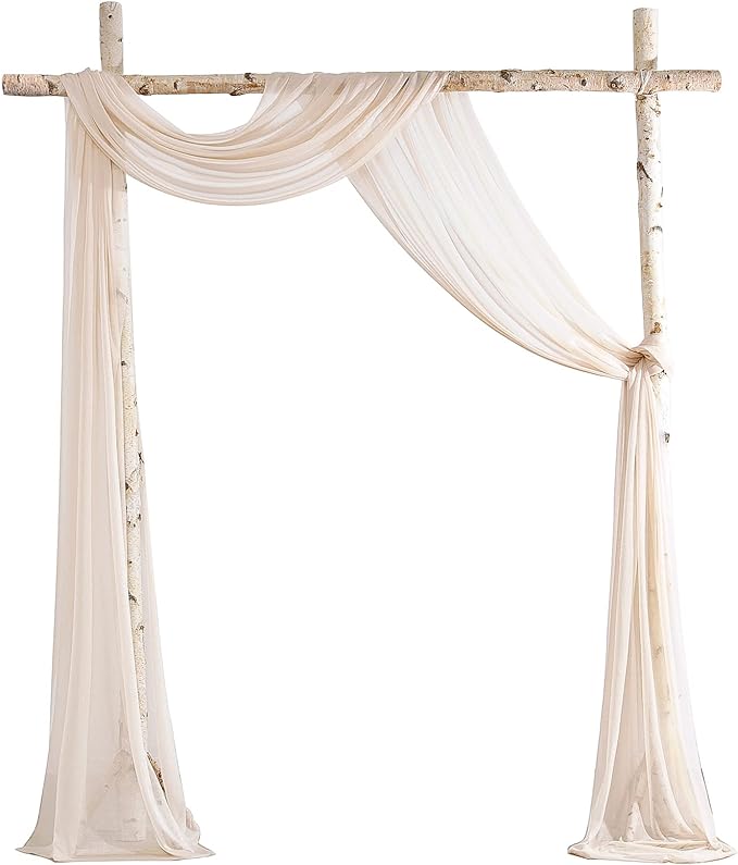 Floroom Wedding Arch Draping Fabric 2 Panels 20Ft Nude Chiffon Fabric Drapes Arbor Drapery Wedding Ceremony Reception Swag Decorations