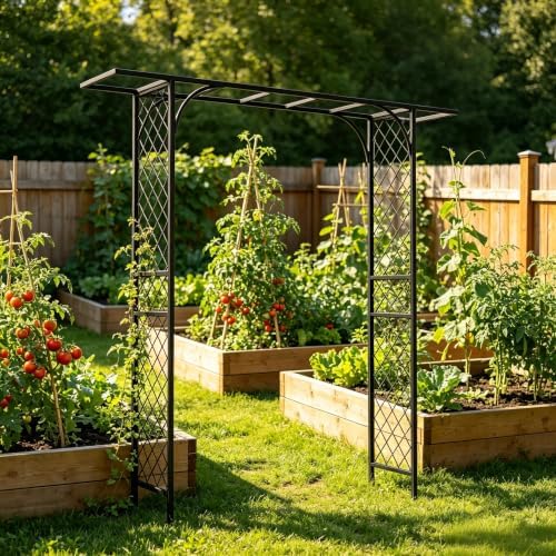 Zhongma Metal Garden Arbor, 83.5'' High x 82.7'' Wide, Outdoor Arch for Climbing Plant, Decorations Pergola