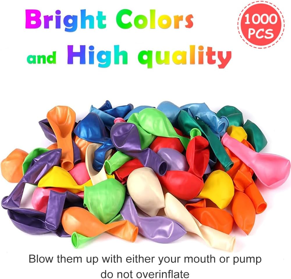 1000 Packs Latex Rainbow Balloons for Party Decorations