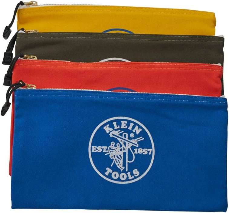 Klein Tools 5140 Canvas Zipper Bag, Tool Pouch, Bank Deposit Utility Bag, 12....