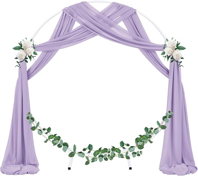 Socomi Wedding Arch Draping Fabric 3 Panels 29" x 19Ft Lavender Purple Sheer Chiffon Curtain Drapes 6 Yards for Wedding Ceremony Birthday Party Decoration